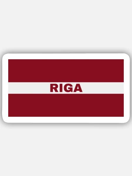 Riga City in Latvian Flag - Sticker size S (10 x 10 cm) - white matte