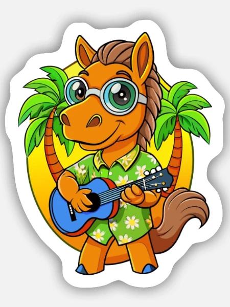 Lunettes de soleil de plage d’été de cheval drôle hawaïen - Sticker taille S (10 x 10 cm) - blanc mat