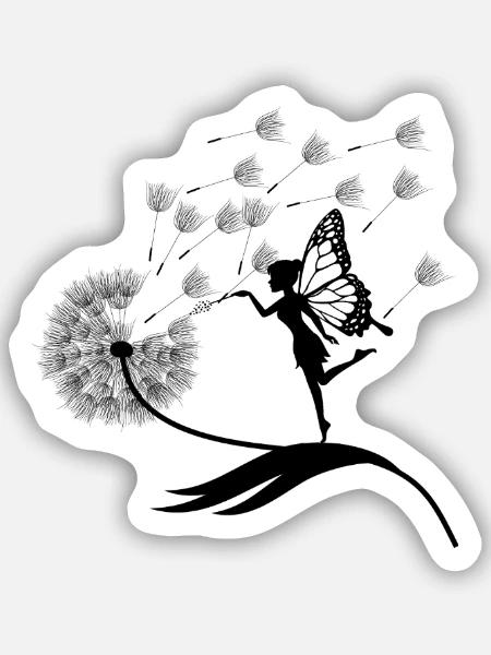 Schmetterlingdesign Pusteblumen Wiese Herzen Feen - Sticker Größe S (10 x 10 cm) - Mattweiß