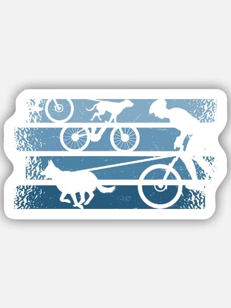 Bikejöring Zughundesport mit Fahrrad und Hund - Sticker Größe S (10 x 10 cm) - Mattweiß
