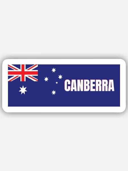 Canberra City in Australian Flag - Sticker size S (10 x 10 cm) - white matte