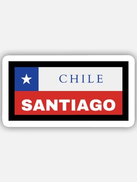 Santiago City in Chilean Flag - Sticker size S (10 x 10 cm) - white matte