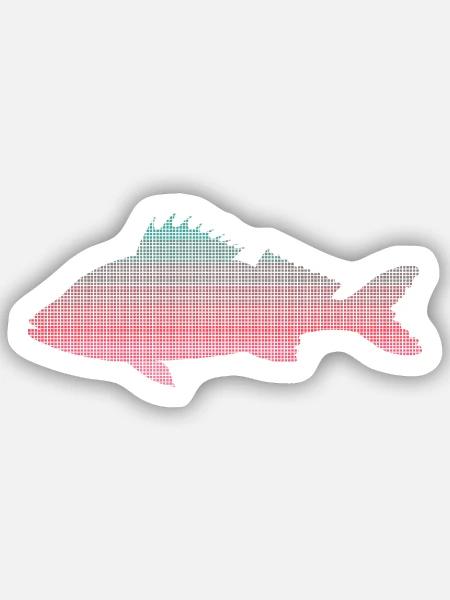 Barsch Angler Design verpixelt Barsche Angeln - Sticker Größe S (10 x 10 cm) - Mattweiß