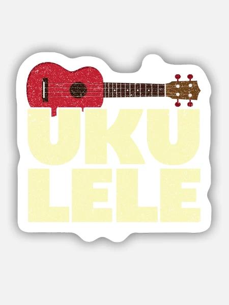 Ukulele Musik Musikinstrument - Sticker Größe S (10 x 10 cm) - Mattweiß