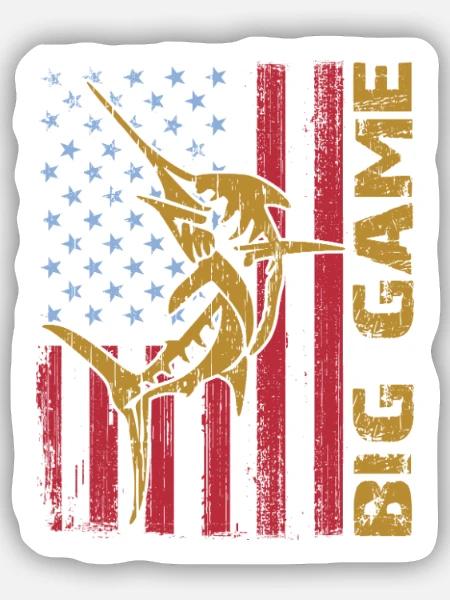 Springender Marlin mit US Flagge Hochseefischen - Sticker Größe S (10 x 10 cm) - Mattweiß