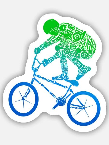BMX Bike Stunts Bike Jungen Fahrrad BMX Kinder - Sticker Größe S (10 x 10 cm) - Mattweiß