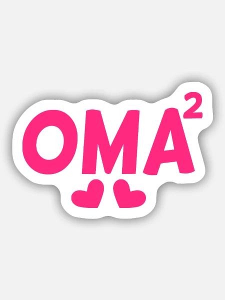 Oma hoch Zwei -Zweifache Oma - Sticker Größe S (10 x 10 cm) - Mattweiß
