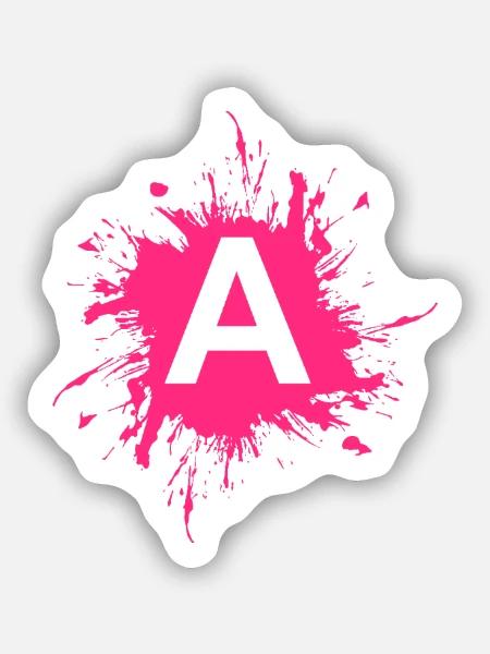 Team A Buchstabe A Anfangsbuchtabe Rosa - Sticker Größe S (10 x 10 cm) - Mattweiß