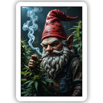 Rauchender Zwerg Albert - Sticker Größe S (10 x 10 cm) - Mattweiß - Vorne
