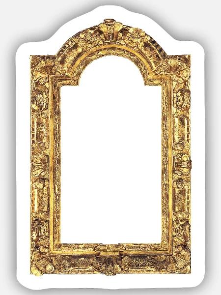 Goldener Bilderrahmen - Sticker Größe S (10 x 10 cm) - Mattweiß