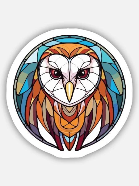 Schleiereule Bunte Aquarell-Tierillustration - Sticker Größe S (10 x 10 cm) - Mattweiß