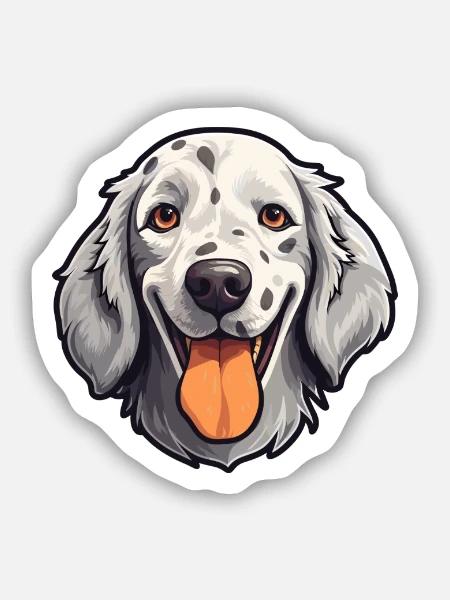 Englischer Setter Hund Rasse Aquarell Karikatur Kawaii - Sticker Größe S (10 x 10 cm) - Mattweiß