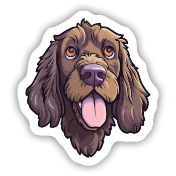 Pudelpointer Hunderasse Cartoon Kawaii Illustration - Sticker Größe S (10 x 10 cm) - Mattweiß - Vorne