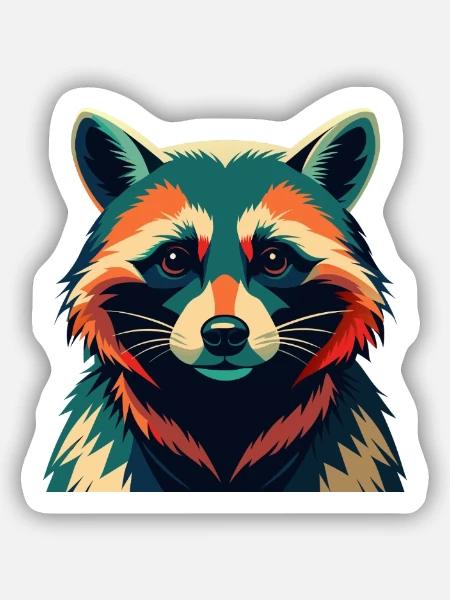 Waschbär Cartoon Figur Buntes Haustier Tier - Sticker Größe S (10 x 10 cm) - Mattweiß