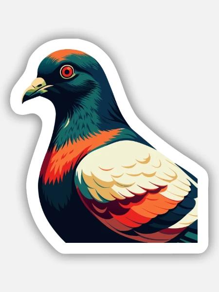Taube Cartoon Figur Buntes Haustier Tier - Sticker Größe S (10 x 10 cm) - Mattweiß