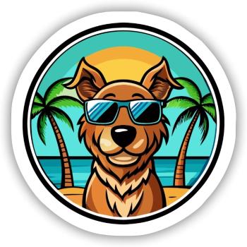 Pudelpointer Hunderasse Cartoon Sonnenbrille Strand - Sticker Größe S (10 x 10 cm) - Mattweiß - Vorne
