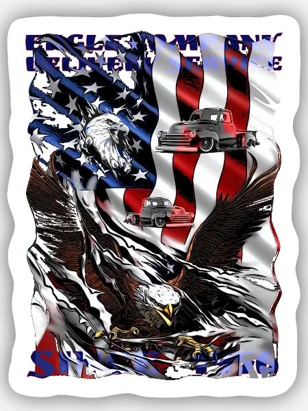 USA Flagge Adler Truck Muster - Sticker Größe S (10 x 10 cm) - Mattweiß