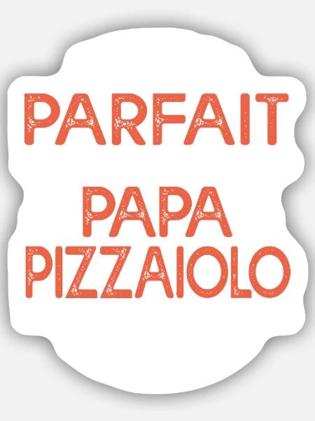 Papa Pizzaiolo Cadeau drôle pour amateur de pizza - Sticker taille S (10 x 10 cm) - blanc mat