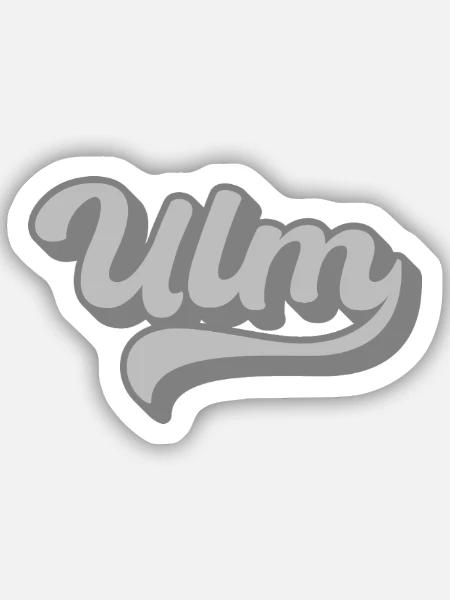 Ulm Schriftzug Logo Grau Vintage - Sticker Größe S (10 x 10 cm) - Mattweiß