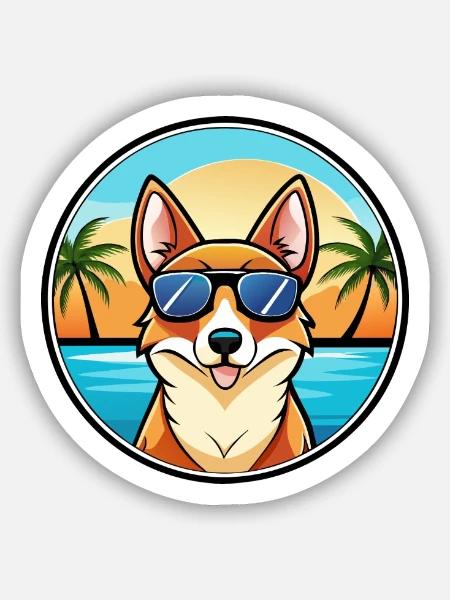 Gafas de sol de dibujos animados de raza de perro Lundehund noruego - Klistermärke storlek S (10 x 10 cm) - matt vit