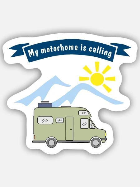 my motorhome is calling - Sticker Größe S (10 x 10 cm) - Mattweiß