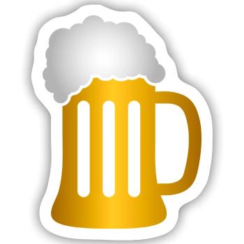 Golden Beer Krug Silhouette - Sticker Größe S (10 x 10 cm) - Mattweiß - Vorne