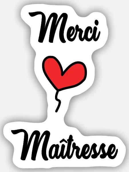 MERCI. MAÎTRESSE - Sticker taille S (10 x 10 cm) - blanc mat