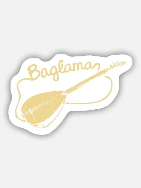 Beschwingter Baglama Saitenvirtuose - Sticker Größe S (10 x 10 cm) - Mattweiß