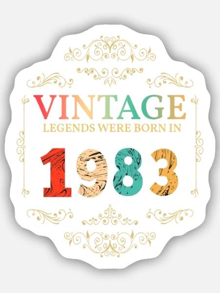 Né 1983 Vintage Anniversaire Rétro - Sticker taille S (10 x 10 cm) - blanc mat