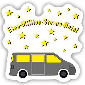 eine million sterne hotel campingbus - Sticker Größe S (10 x 10 cm) - Mattweiß - Vorne