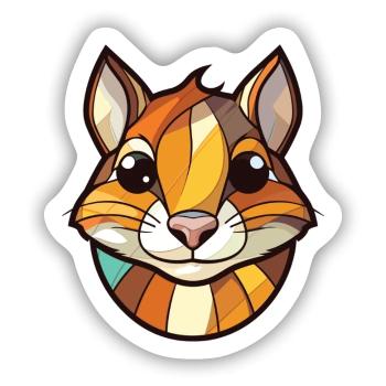 Chipmunk bunte Aquarell-Tierillustration - Sticker Größe S (10 x 10 cm) - Mattweiß - Vorne