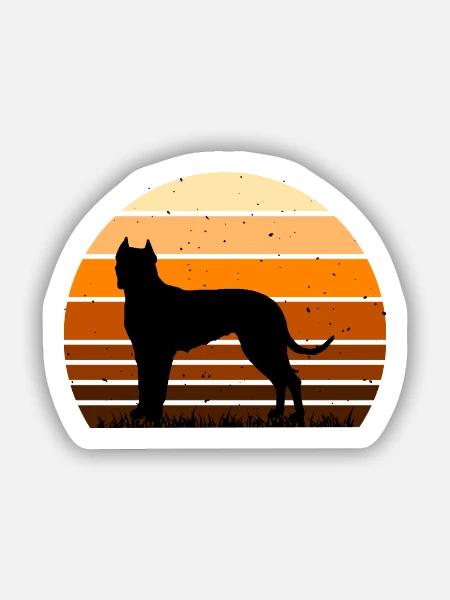 Cordoba Kampfhund Liebhaber Silhouette Retro Sonnenuntergang - Sticker Größe S (10 x 10 cm) - Mattweiß