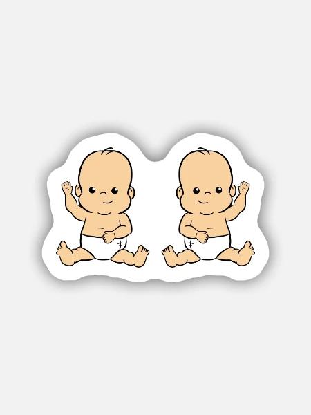 Twin Babys - Sticker Größe S (10 x 10 cm) - Mattweiß