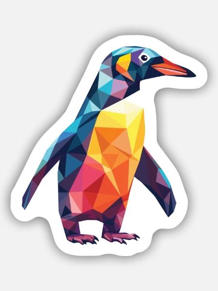Pinguin Bunte Aquarell-Tierillustration - Sticker Größe S (10 x 10 cm) - Mattweiß