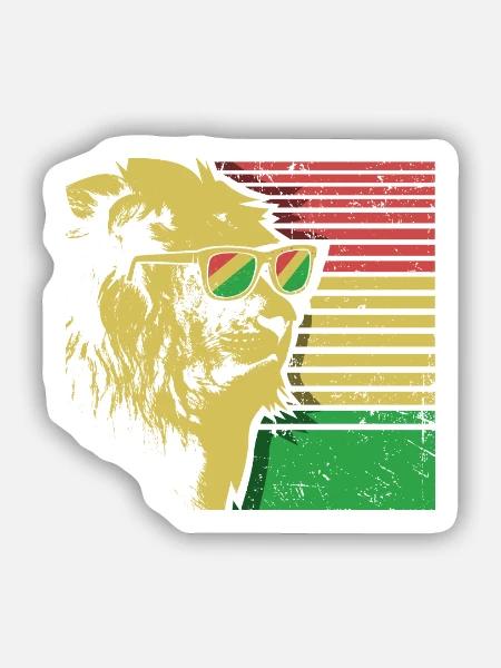 Rasta Lion Löwe Reggae Rastafari Sonnenbrille - Sticker Größe S (10 x 10 cm) - Mattweiß