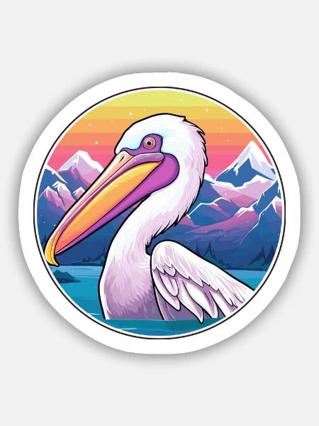 Pelikan Aquarell Karikatur Kawaii Haustier Tier Farbe - Sticker Größe S (10 x 10 cm) - Mattweiß