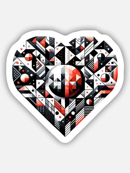 Geometric heart: A large heart. - Sticker size S (10 x 10 cm) - white matte