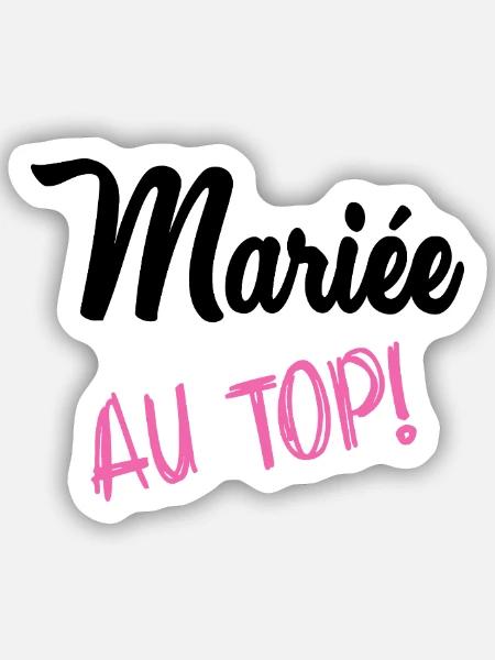 MARIEE. COEUR. COUPLE. JUST MARRIED. EVJF - Sticker taille S (10 x 10 cm) - blanc mat