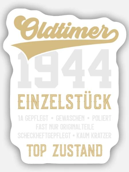 OLDTIMER 1944 EINZELSTÜCK 82. GEBURTSTAG - Sticker Größe S (10 x 10 cm) - Mattweiß