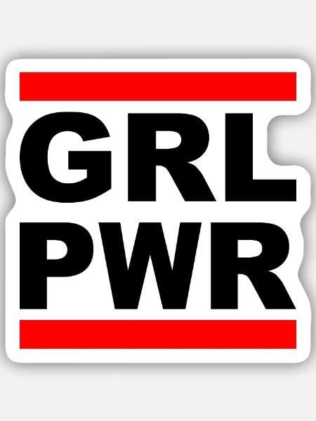 Girl Power "GRL PWR" - Zeig deine Stärke! - Sticker Größe S (10 x 10 cm) - Mattweiß