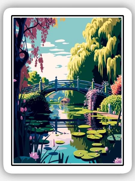 Giverny Frankreich Vintage Reiseposter WPA Souvenir - Sticker Größe S (10 x 10 cm) - Mattweiß
