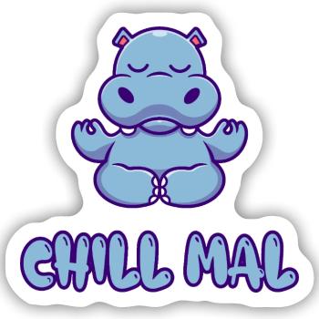 Chill Mal Hippo Meditation - Sticker Größe S (10 x 10 cm) - Mattweiß - Vorne