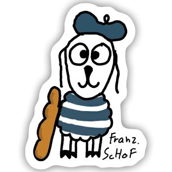 Französisch ScHoF - Sticker Größe S (10 x 10 cm) - Mattweiß - Vorne