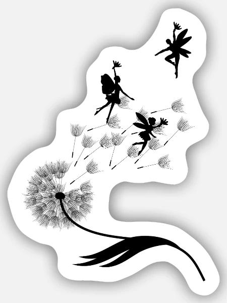 Schmetterlingdesign Pusteblumen Wiese Herzen Feen - Sticker Größe S (10 x 10 cm) - Mattweiß