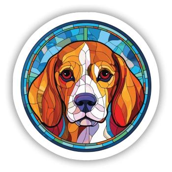 Kerry Beagle Hunderasse Aquarell Illustration - Sticker Größe S (10 x 10 cm) - Mattweiß - Vorne