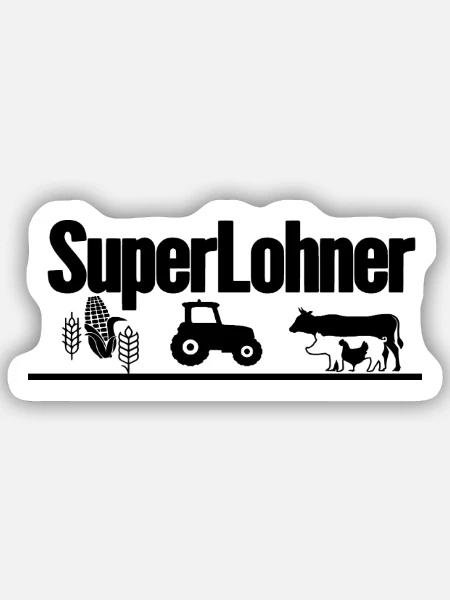 SuperLohner Landwirtschaft - Sticker Größe S (10 x 10 cm) - Mattweiß