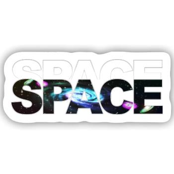 Space Schriftzug Galaxie-Texture - Sticker Größe S (10 x 10 cm) - Mattweiß - Vorne