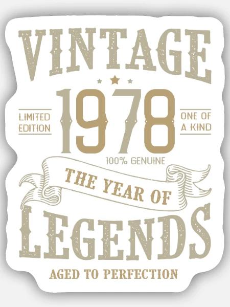 1978 Geboren 1978 Vintage 48 Jahre Jubiläum - Sticker Größe S (10 x 10 cm) - Mattweiß