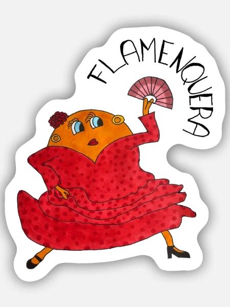 Flamenquera – tanzende Orange im Flamenco-Kleid - Sticker Größe S (10 x 10 cm) - Mattweiß