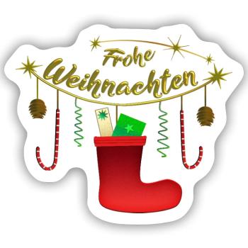Frohe Weihnachten Candy Nikolausstiefel - Sticker Größe S (10 x 10 cm) - Mattweiß - Vorne